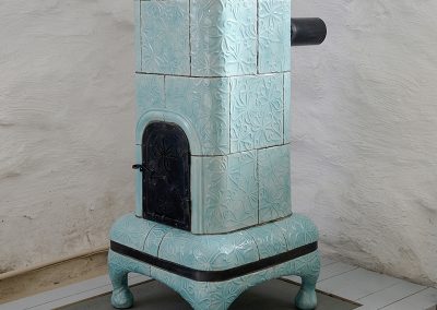 Turquoise tiled stove