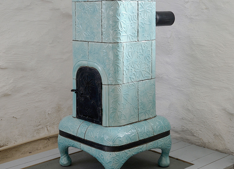 Turquoise tiled stove