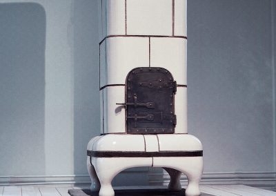 White tiled stove